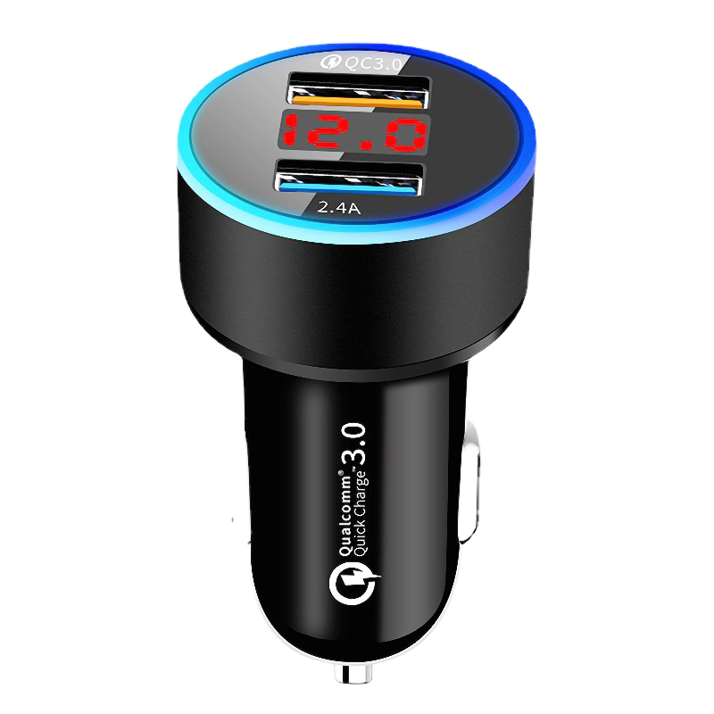 [WF024] ĮKROVIKLIS SU 2 USB 12V-24V 3A + 2.4A IR SROVĖS INDIKATORIUMI
