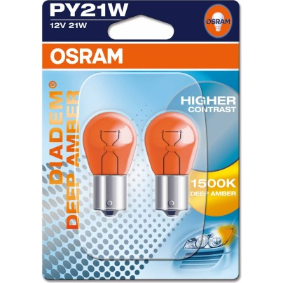 [OS-7507DPA-02B] OSRAM LEMPUTĖS PY21W 12V BAU15S BLI2 DK