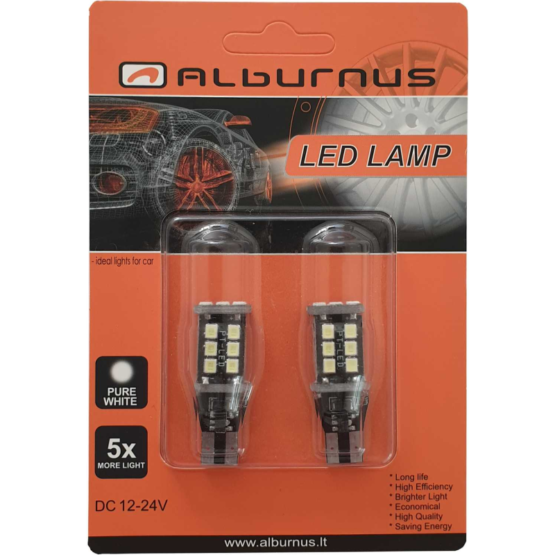 [AL50418] LEMPUTĖS W5W T10 LED 15SMD CANBUS 12/24V (2VNT)