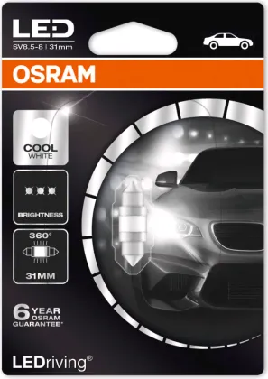[OS-6497CW-01B] OSRAM LEMPUTĖS LED 1W 12V SV8.5-8 5XBLI1 31MM