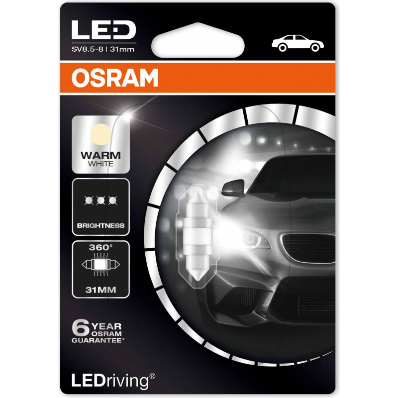 [OS-6497WW-01B] OSRAM LEMPUTĖS LED 1W 12V SV8.5-8 5XBLI1 31MM
