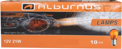 [AL50052-2] LEMPUTĖ S25 12V 21W GELTONA COKOLIS ASIMETRIŠKAS BAU15S 12V