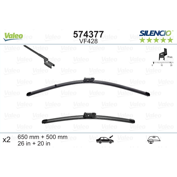 [S574377] VALEO SILENCIO VALYTUVAI VOLVO, BMW, LEXUS FLAT BLADE