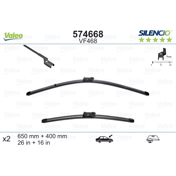[S574668] VALEO SILENCIO VALYTUVAI BMW, CITROEN, FORD, PEUGEOT FLAT BLADE
