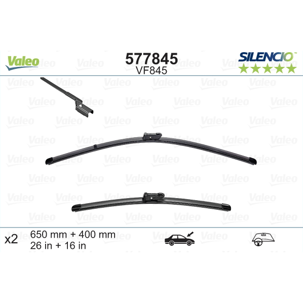 [S577845] VALEO SILENCIO VALYTUVAI TOYOTA FLAT BLADE VF845 X2