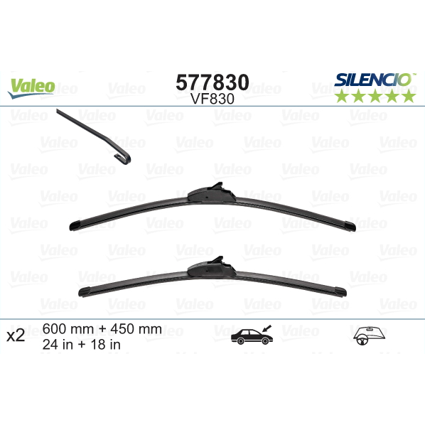 [S577830] VALEO SILENCIO VALYTUVAI KIA, MAZDA FLAT BLADE
