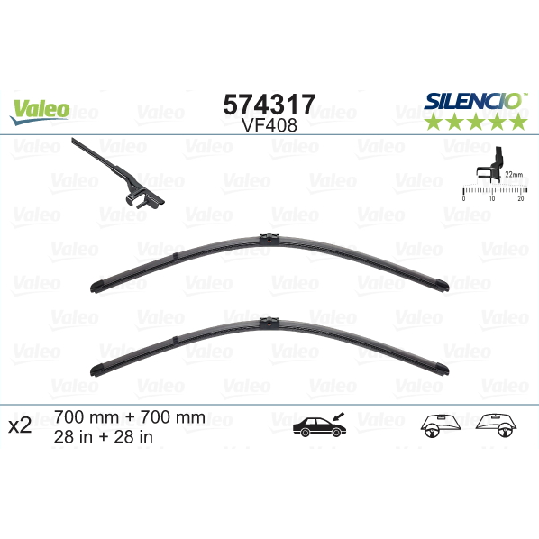 [S574317] VALEO SILENCIO VALYTUVAI CITROEN, MERCEDES-BENZ, PEUGEOT 407 FLAT BLADE