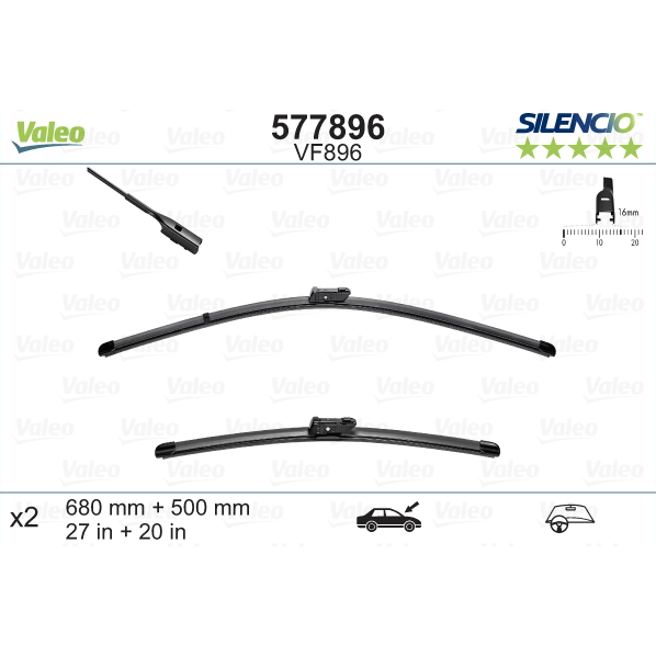 [S577896] VALEO SILENCIO VALYTUVAI AUDI, BENTLEY, JAGUAR FLAT BLADE
