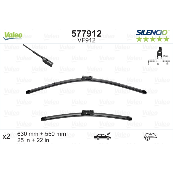 [S577912] VALEO SILENCIO VALYTUVAI VW FLAT BLADE
