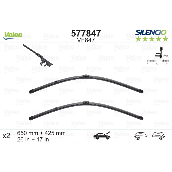 [S577847] VALEO SILENCIO VALYTUVAI ALPINA, BMW, PORSCHE FLAT BLADE