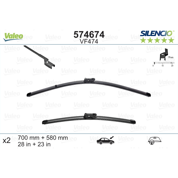 [S574674] VALEO SILENCIO VALYTUVAI OPEL FLAT BLADE