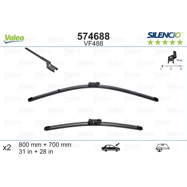 [S574688] VALEO SILENCIO VALYTUVAI RENAULT, CITROEN, OPEL, PEUGEOT FLAT BLADE