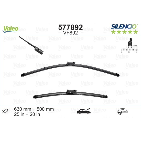 [S577892] VALEO SILENCIO VALYTUVAI  AUDI, VOLVO, PORSCHE FLAT BLADE