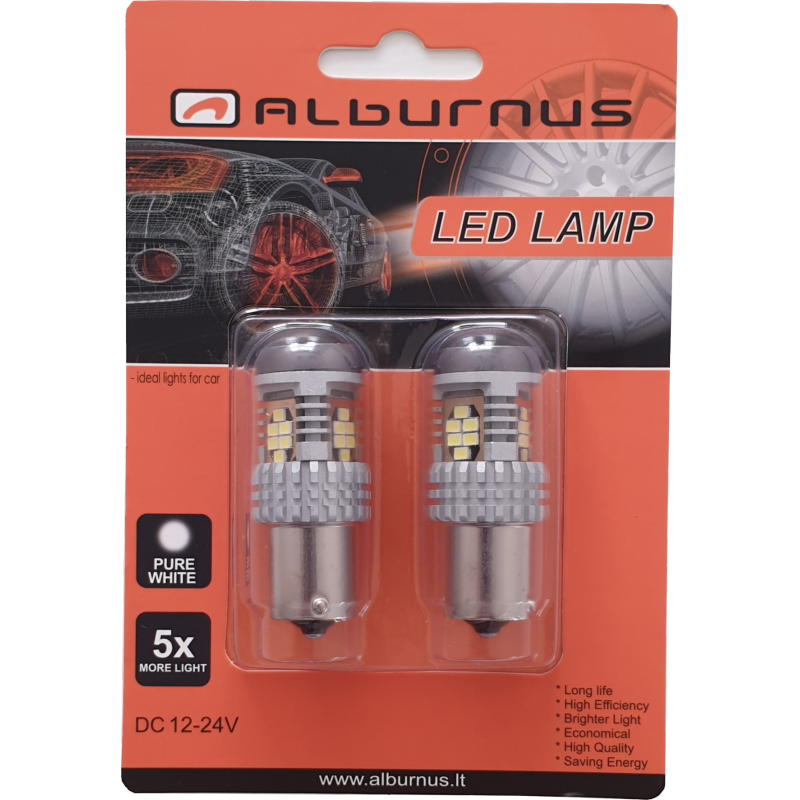 [AL50445] LEMPUTĖS P21W/R5W/R10W LED 24SMD CANBUS BA15S 12-24V (2VNT)