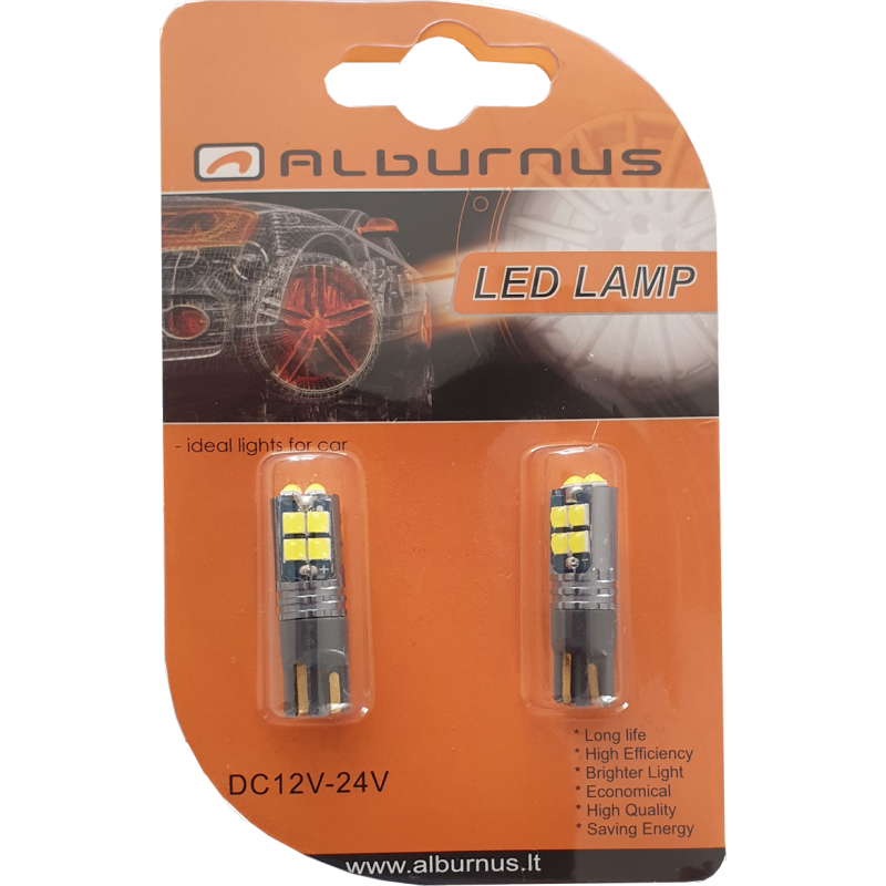 [AL50446] LEMPUTĖS W5W T10 LED 10SMD CANBUS 12-24V (2VNT)