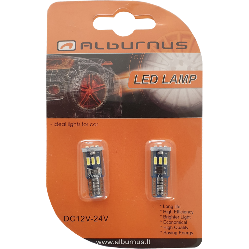 LEMPUTĖS W5W T10 LED 9SMD CANBUS 12-24V (2VNT)