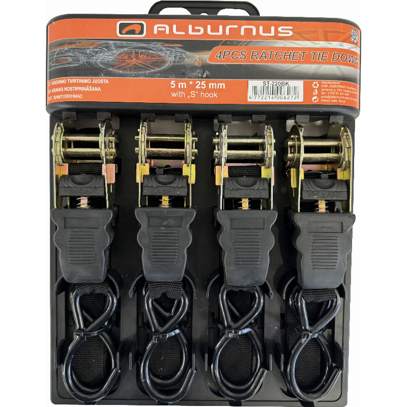RATCHET TIE DOWN 5M * 25MM 4 PCS