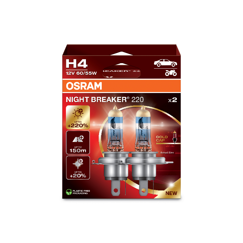 [OS-64193NB220-2HB] OSRAM LEMPUTĖS H4 60/55W 12V +220% P43T