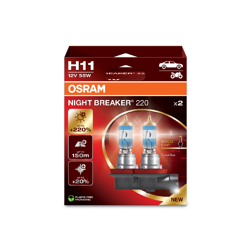 [OS-64211NB220-2HB] OSRAM LEMPUTĖS H11 55W 12V NIGHT BREAKER 220 PGJ19-2