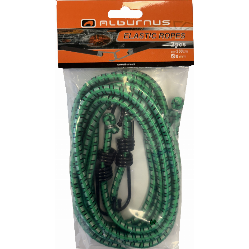 ELASTINĖS KROVINO TVIRTINIMO VIRVUTĖS 2 VNT 8MM X 150CM