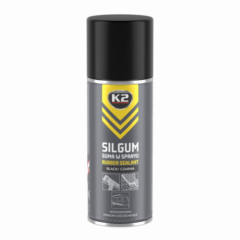 [10440BK] ELASTINĖ PURŠKIAMA GUMINĖ DANGA  K2 SILGUM JUODA 400ML