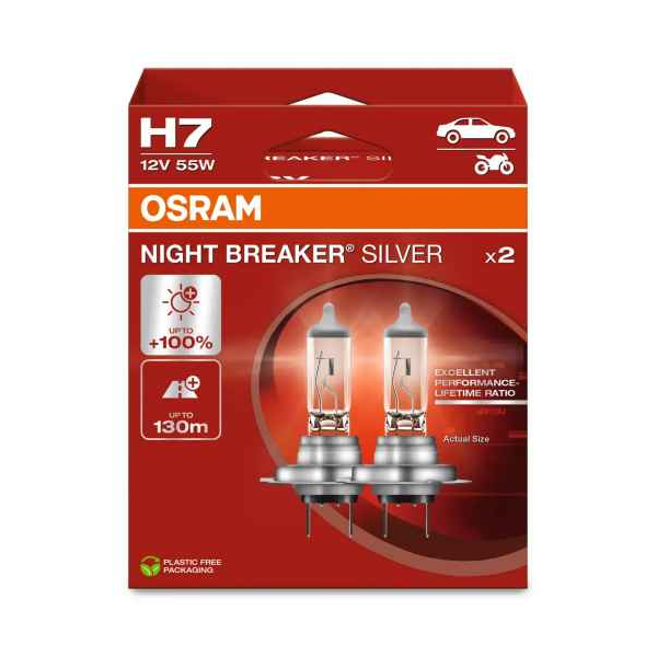 [OS-64210NBS-2HB] OSRAM LEMPUTĖS H7 55W 12V PX26D NIGHT BREAKER SILVER +100