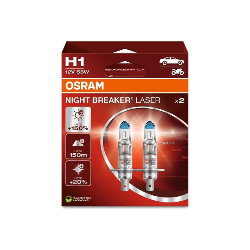 [OS-64150NL-2HB] OSRAM LEMPUTĖS H1 HCB 55W 12V P14,5S +150 % NIGHT BREAKER LASER
