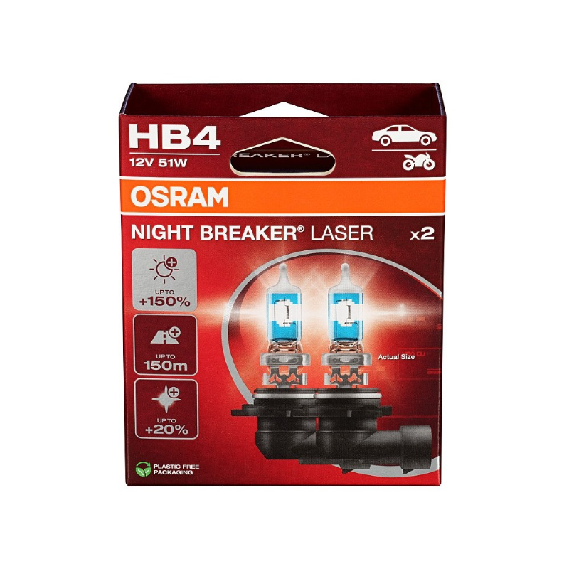[OS-9005NL-2HB] OSRAM LEMPUTĖS HB3 60W 12V P20D +150% NIGHT BREAKER LASER