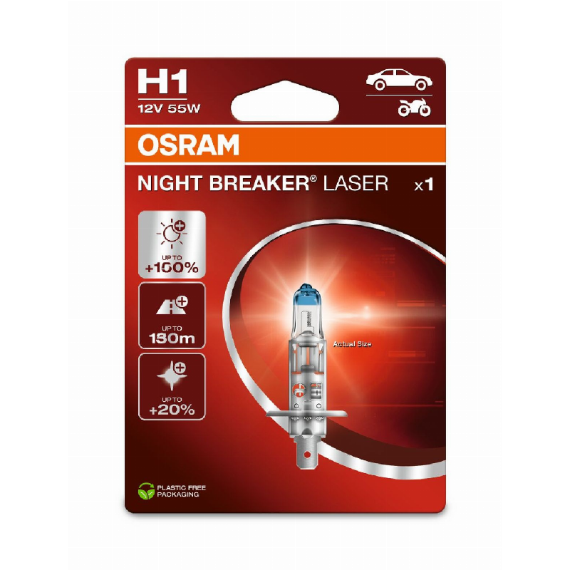 OSRAM LEMPUTĖS H1 55W 12V P14,5S +150% NIGHT BREAKER LASER