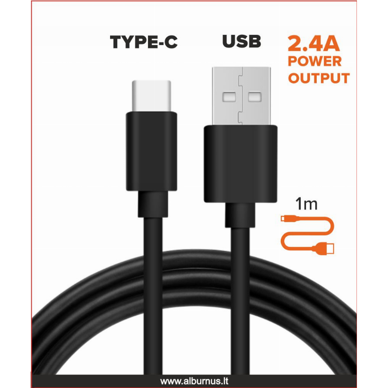 [51611] ĮKROVIMO LAIDAS USB SU TYPE-C 2.4A 1M