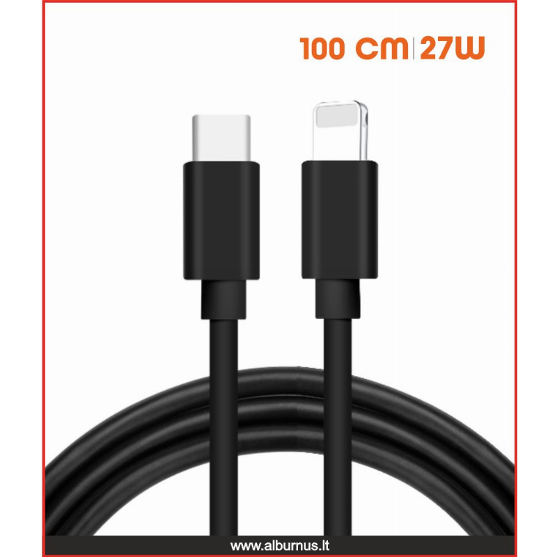 [51620C-L] ĮKROVIMO LAIDAS TYPE-C SU LIGHTNING 27W 3A 1M