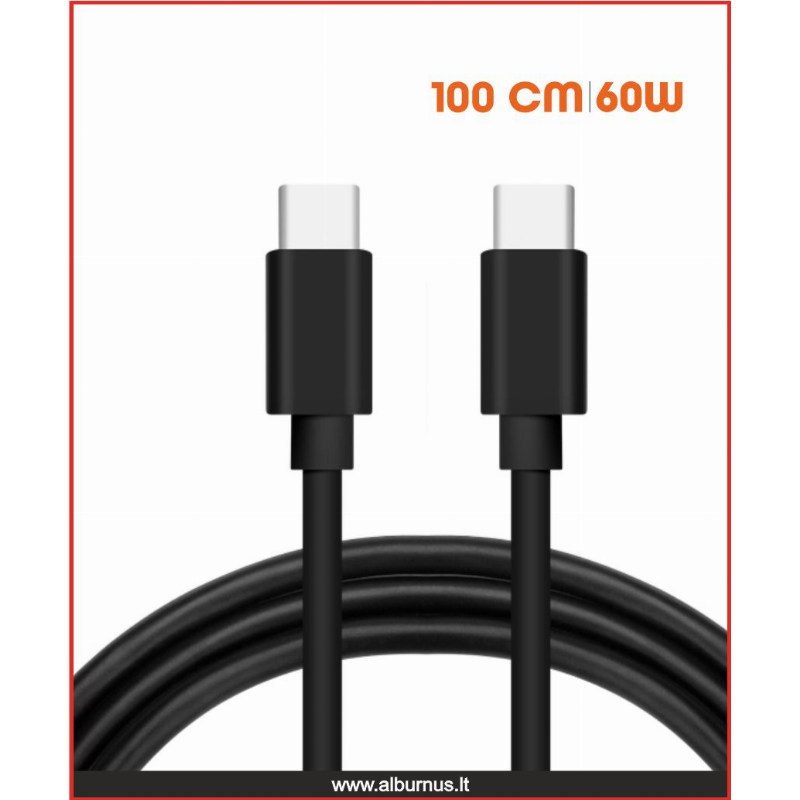 [51620C-C] ĮKROVIMO LAIDAS TYPE-C SU TYPE-C 60W 3A 1M